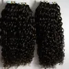 Mongolian Kinky Curly Tape in Hair Extensions 200g Afro Kinky Curly Remy Hair On Adhesives Tape PU Skin Weft Invisible 80PCS