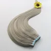 Tape in human hair extensions 40pcs Pgrey/613 Piano color Blonde Brazilian Hair Skin Weft Tape Hair Extensions 100g double drawn tape in