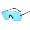 Femmes cool lunettes de soleil Unique sans monture miroir lentille mode surdimensionné lunettes de soleil pour femmes/hommes SDR12