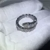 Choucong Snake Ringar Pave Inställning Diamonique CZ Vitguld Fylld Engagemang Bröllop Band Ring för Kvinnor Alla hjärtans gåva