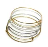 10 stks / partij Mode Uitbreidbare Wire Bangle Armband Verstelbare Goud Zilver Tone Charms DIY voor Dames Mannen Sieraden