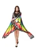 Novas mulheres de moda nova colorida butterfly wing cape chiffon longo party party lenis lishves 7 colros