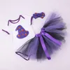 Neonate abiti di Halloween zucca pagliaccetto stampa teschio + gonne di pizzo tutu con fascia 3 pezzi / set 2018 moda bambini set di abbigliamento C4676