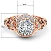 2020 fashion openwork floral engagement ring ladies copper plated rose gold inlaid