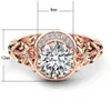 2020 fashion openwork floral engagement ring ladies copper plated rose gold inlaid