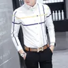 Camicia a maniche lunghe a righe da uomo nuova Camicia casual da uomo d'affari giovanile coreana britannica Slim camicia a colori misti