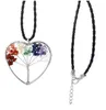 High quality Tree of Life Pendant Necklaces Multicolor Chakra Necklace Natural Stone jewelry Women Heart Necklace Fashion Crystal Jewelry