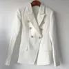 Neue Mode-Blazer-Jacke für Damen, zweireihig, Metall-Löwenknöpfe, Blazer-Oberteil