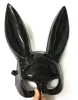 Nouveau Halloween adulte lapin masque mascarade noir blanc lapin longues oreilles masque carnaval Costume fête masque Cosplay accessoires pour femmes homme