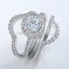 choucong Vintage Jewelry Diamond 10KT White Gold Filled 3-in-1 Engagement Wedding Ring Set Sz 5-11 Gift