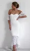 Best Selling High Low Lace País Bridesmaids Vestidos Sereia Off The Shoulder Vestido de Convidado Do Casamento Com Mangas Curtas Maid Of Honor Vestidos