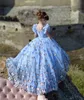 Butterfly Ice Blue Flower Girls Abiti 2019 Ruffles Sleeves Jewel Neck Ballgown Little Girl Compleanno Party Dress Dress Princess Ispirato