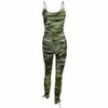 CM.YAYA camouflage Print Side Lace UP Jumpsuits Overalls 2018 Summer women fashion Casual bodycon bandage Sexy Rompers J7419K