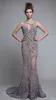 Qatar 2024 Luxury Berta Mermaid aftonklänningar Backless Beads Trumpet Prom Gowns ärmlösa Crystal paljetter Sexig illusion Party Dresses HY382