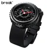 BREAK Mens Watches Top Sport Watch Japan MIYOTA Silicone Strap Clock Men Quartz Watches Casual Creative Wristwatch