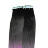 T1B/Purple Brazilian Hair Apply Tape Adhesive Skin Weft Hair 100g 40pcs/lot Extension Bande Adhesive Skin Weft Ombre Hair