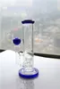 Blue hookahs Beaker Bong Straight Tube Glass with 2 Layer Birdcage Perc Recycler Small Beaker Bong Free Shipping
