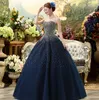 Werbowy New Dark Blue High-Grade Sequins Sexy Tube Top Dresses Tulle Large Hand-beaded Pants Skirt Prom Dresses HY1617