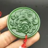 Hetian Biyu Spinat grüne Jade-Blume, offener, reichhaltiger Anhänger, friedlicher Jade-Anhänger