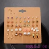 3 set Fashion Stud Earrings Set For Women Elegant Mixed Crystal Flower Bow metal Ball Earings Jewelry E0015-1