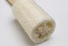 Spazzola da bagno in luffa naturale Esfoliante per la pelle secca Doccia Scrubber per il corpo Body Spa Massaggiatore con manico lungo in legno