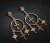 new hot European and American fashion retro exaggerated style earring alloy carved cross fringed earrings stylish classic exquisite