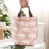 Borsa per il pranzo ispessita Tela Orso animale Stampe Contenitore per il pranzo con isolamento termico Borsa portatile per donna Uomo Bambini Contenitore per il pranzo più fresco