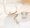 Strass Anhänger mit Perlenkette Faux Perlen Ohrring Frauen und Braut Hochzeit Schmuck Zubehör Kristall Großhandel