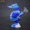 Cute seahorse bongs silicone smoking pipe bubbler dab rigs high times glass oil burner pipe with 14mm joint glass bowl screens