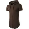 2024 Summer New Fashion Mens Hoodied Zipper O-Neck kort ärm t-shirt lång stil hiphop 8 färger solida toppar t-shirt