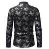 Primavera Outono Mens Outono Inverno Luxo Moda Lapel Impressão de Manga Longa Camisa Top Blusa Drop Drop Shipping