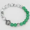 Bracciale regalo per ragazza maschile Ciondolo tartaruga marina color argento 8mm Howlite e braccialetto da uomo elastico con perline in pietra di quarzo verde Yoga