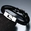 Vantage Bracciale in pelle di colore nero Men039s onda da polso intrecciata X Lettere in acciaio inossidabile Accessori maschi di gioielli5190602