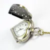 50pcslot Heart hollow pocket watch pocket watch Dial Pendant Necklace Chain Quartz Pocket Watch PW1115099174
