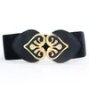 Ny design Kvinnor Wide Elastic Cummerbund Bälte Dam Double Heart-Shaped Rhinestone Buckle Waist Belts Fashion Girdle Waistband