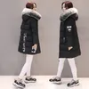 Kvinnors Down Parkas Varm Fur Mode Hooded Quilted Coat Vinterjacka Kvinna 2021 Solid Färg Zipper Coon Parka Plus Storlek 3xl Outwear C374
