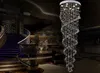 Nieuwste moderne LED Kroonluchter Luxe Double Spiral Crystal Kroonluchters Opknoping Verlichting voor Foyer Stair Trap Hotel LLFA