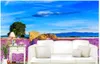 3d tapety ścienne wystrój zdjęcie tło oryginalne fioletowe piękne pole lawendy pod błękitne niebo sztuka mural na salon duży obraz