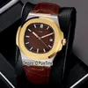 New Classic 5711J 18K Yellow Gold D-Blue Texture Dial 40mm A2813 Automatic Mens Watch Two Tone Watches Leather 12 Colors Puretime P280g7