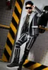 (Veste + pantalon) Costumes masculins gris fluo Tide chanteur masculin Bar Discothèque Reflet de la lumière Manteau Costume Concert Hip Hop tenue de scène