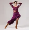 Gonna da ballo latino Costume da ballo latino con frange Salsa Tango Dance 3 colori D0105 Orlo irregolare con volant4823848