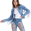 Nowe Jesienne Kobiety Jeansa Kurtka Płaszcz Moda Luxus Ubrania Kobieta Kurtka Dziura I Tassel Designer Kurtka Płaszcze Kobiety Duży Rozmiar Kurtki Casual