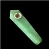 Semi Precious Stone Green Aventurine Crystal Rock Rökning Rör Tobak Reiki Chakra Wand Pipes Handpolerat Naturligt grönt ädelstenrör