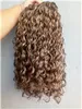 Brazylijski Human Virgin Remy Curl Weft Weft Brązowy Mieszany Blondynka Kolor Nieprzetworzone Baby Soft Hair Extensions 100g / Bundle Produkt