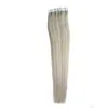 Grey Brazilian Hair Double Drawn Tape Extensions 100G 40pcs ash blonde Skin Weft Hair Extensions Tape 8a Micro Link Hair Extensions Human