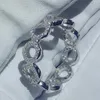 2018 Nieuwe Collectie Luxe Sieraden 100% Soild 925 Sterling Zilveren Pave Wit Sapphire Circle Rings CZ Diamond Party Wedding Band Ring voor vrouwen