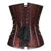 Fivela de brocado feminino steampunk gótico punk couro falso espartilho desossado com corrente plus size cintura treinamento espartilhos S-6X2095