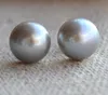 Boucles d'oreilles en perles véritables, boucles d'oreilles en argent 925 avec perles d'eau douce de couleur grise de 9 mm, bijoux de demoiselle d'honneur, 100% vraie perle