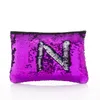 Vrouwen Brief Pailletten Mermaid Reversible Glitter Make-up Pouch Mode Populaire Dame Cosmetische Tas Avond Clutch Bag