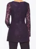 Mother's Dresses Purple Mother Of The Bride Pant Suits For Weddings Two Pieces Lace Appliqued Long Sleeve Mothers Formal Wear Outfit Garment HY363